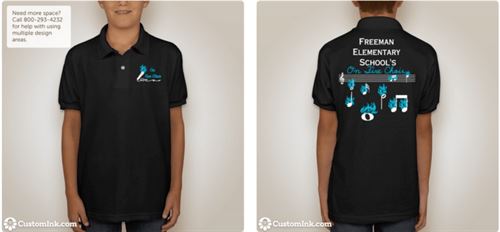 front and back views of the choir shirt